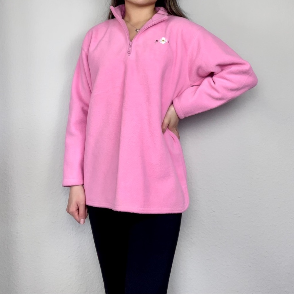Pink Fleece Collared Quarter-Zip Sweatshirt | n kids